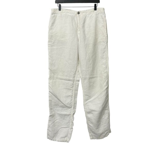 Vilebrequin Men's White Linen Pants Straight Leg Classic Resort Pockets Size L - Picture 16 of 16